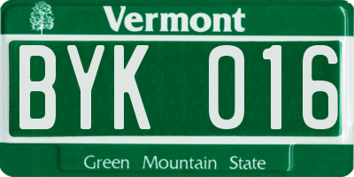VT license plate BYK016