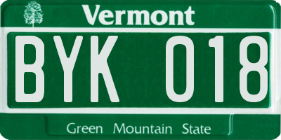 VT license plate BYK018