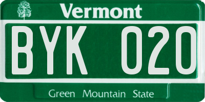 VT license plate BYK020
