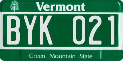 VT license plate BYK021
