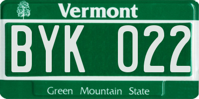 VT license plate BYK022