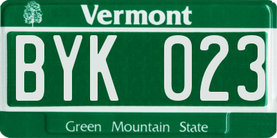 VT license plate BYK023