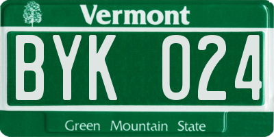 VT license plate BYK024