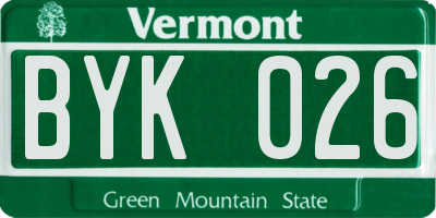 VT license plate BYK026