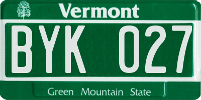 VT license plate BYK027
