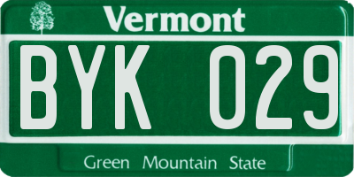 VT license plate BYK029