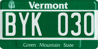 VT license plate BYK030