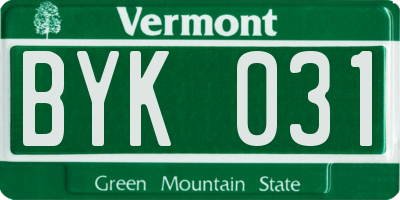 VT license plate BYK031