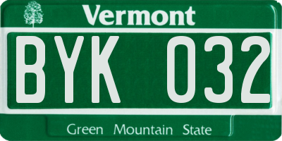 VT license plate BYK032