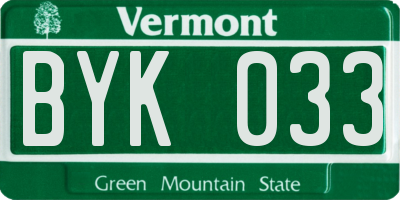 VT license plate BYK033