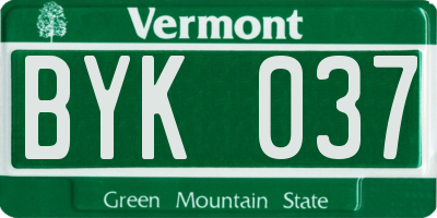 VT license plate BYK037