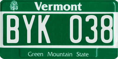 VT license plate BYK038