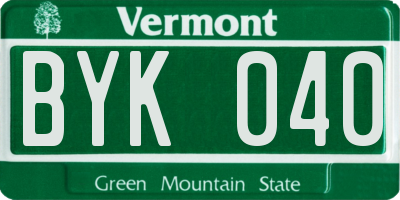 VT license plate BYK040