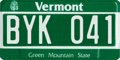 VT license plate BYK041
