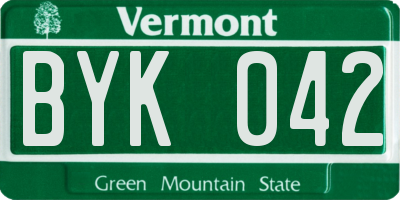 VT license plate BYK042