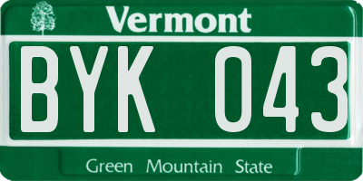 VT license plate BYK043