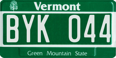 VT license plate BYK044