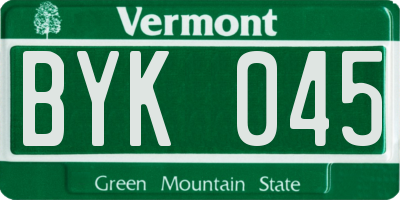VT license plate BYK045