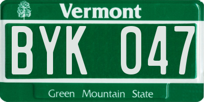 VT license plate BYK047