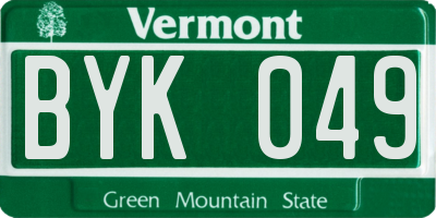 VT license plate BYK049