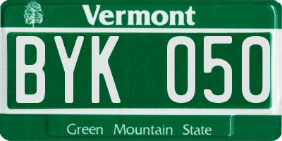 VT license plate BYK050