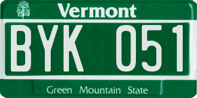 VT license plate BYK051