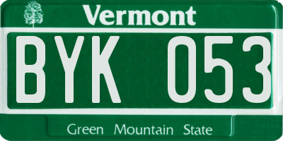 VT license plate BYK053