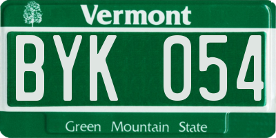 VT license plate BYK054