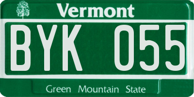 VT license plate BYK055