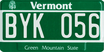 VT license plate BYK056