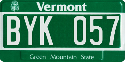 VT license plate BYK057
