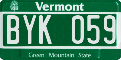 VT license plate BYK059