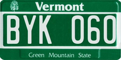 VT license plate BYK060