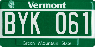 VT license plate BYK061