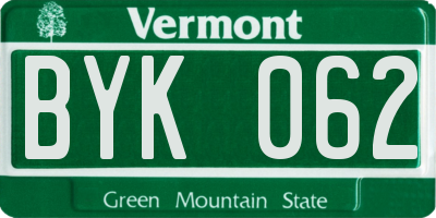 VT license plate BYK062
