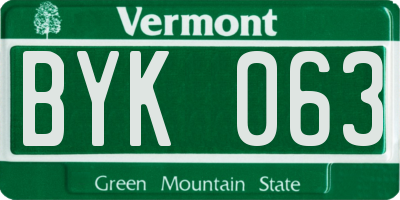 VT license plate BYK063