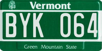 VT license plate BYK064