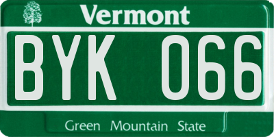 VT license plate BYK066