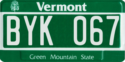 VT license plate BYK067