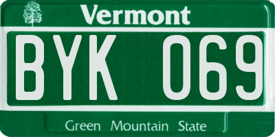 VT license plate BYK069