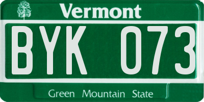 VT license plate BYK073