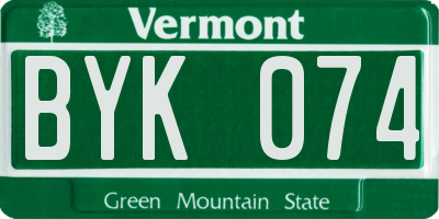 VT license plate BYK074