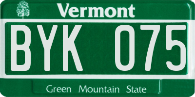 VT license plate BYK075