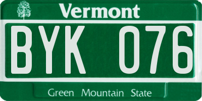 VT license plate BYK076