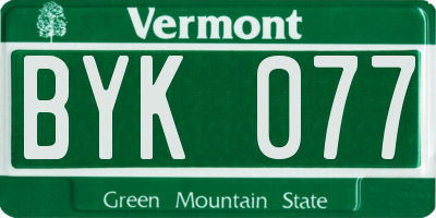 VT license plate BYK077