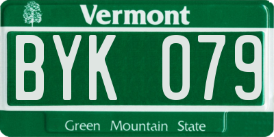 VT license plate BYK079
