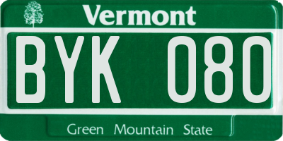 VT license plate BYK080