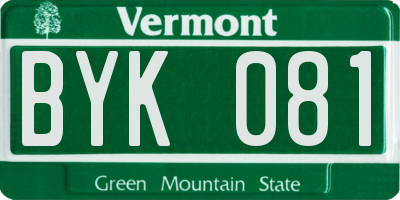 VT license plate BYK081