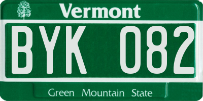 VT license plate BYK082
