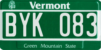 VT license plate BYK083
